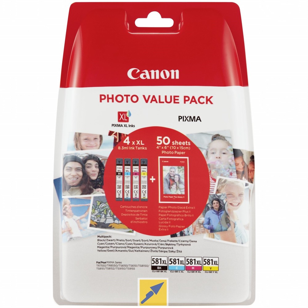 Canon CLI-581XL C/M/Y/BK Photo Value Pack  4 Pack